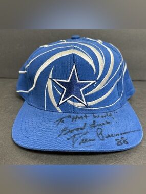 Vintage 90s Drew Pearson Dallas Cowboys Shockwave Snapback Hat Cap NFL Autograph